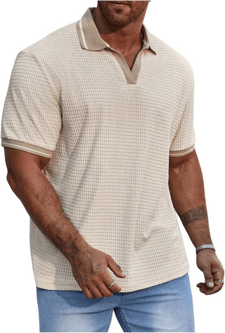 Men's plus Size Short Sleeve Knitted Textured Golf Shirt