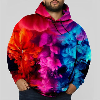 Big Men's plus Size Pullover Hoodie Sweatshirt Big and Tall Geometric Hooded Long Sleeve Comfortable 