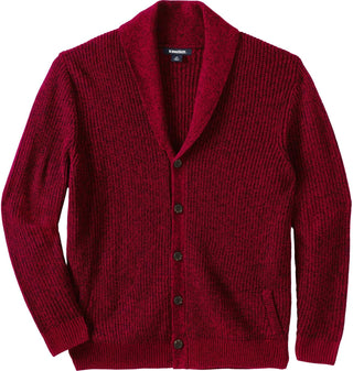 Shaker Knit Shawl-Collar Cardigan Sweater for Big and Tall