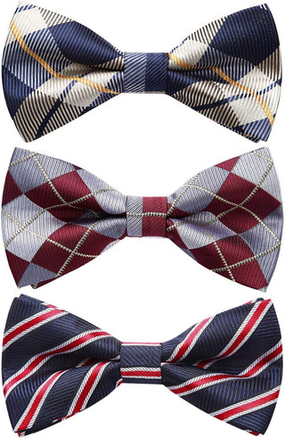 3/6 Pack Bow Tie Paisley Plaid Dot Pre-Tie Bow Tie