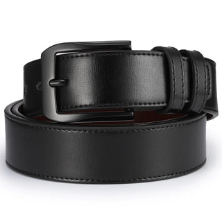 Men’S Casual Leather Jeans Belts 1 1/2” Wide 4MM Thick Alloy Prong Buckle Work Dress Belt for Men