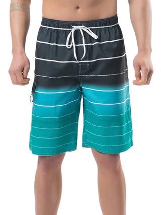 Men Big and Tall Swim Trunks with Pocket Drawstring Striped Beach Board Shorts with Mesh Lining Swimsuits B*athing Suits