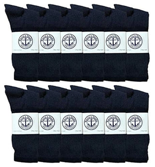 Bulk Big and Tall Mens Sport Crew Socks - 12 Pairs