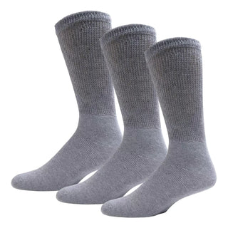 6 Pairs of Big and Tall Diabetic Cotton Neuropathy Crew Socks (White, Sock Size 13-16)