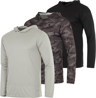 Big Men's Mesh Long Sleeve Athletic Pullover Hoodie Sweatshirt-3 Pack