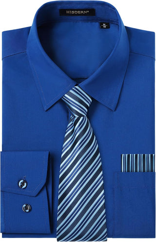 Big Men's Dress Shirt with Matching Tie and Handkerchief Set