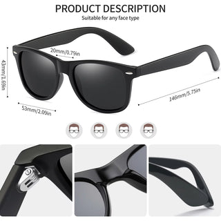 Square Sunglasses Polarized UV Protection Retro Trendy Designer Sun Glasses Men Women (Multi Color Options)