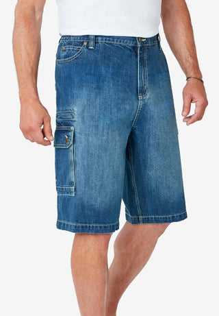 Plus Sized Men's Big & Tall Denim Cargo Shorts