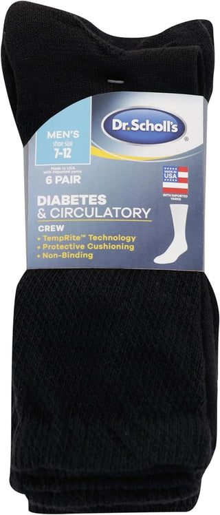 Big and Tall Diabetes & Circulatory Mens Socks- 6 pack