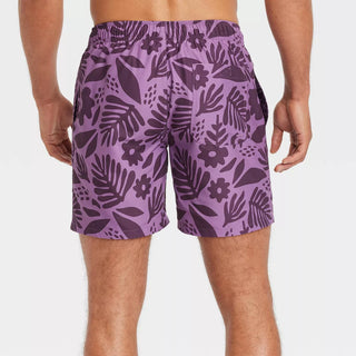 Men'S 7" Floral Print Swim Shorts - Goodfellow & Co Lavender