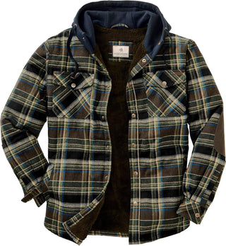 Big Mens Lined Hooded Flannel Shirt Jacket