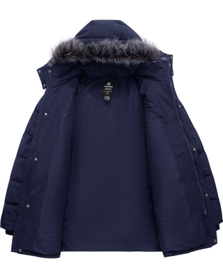 Big Men's plus Size Puffer Coat with Faux-Fur Hood Windproof Parka