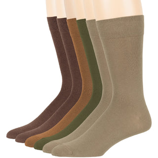 Big Mens Cotton Dress Big and Tall Soft Socks, Golden Brown, X-Large 13-15, 6 Pack