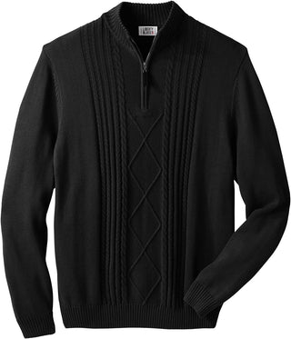 Big Men's Shoreman'S Quarter Zip Plus Sized Cable Knit Sweater