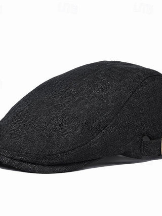 Men'S Flat Cap Ascot Hat Newsboy Hat Black Blue Cotton / Linen Blend Fashion Casual Street Daily Plain Adjustable Sunscreen Breathable