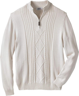 Big Men's Shoreman'S Quarter Zip Plus Sized Cable Knit Sweater