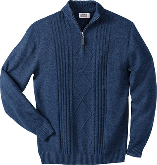 Big Men's Shoreman'S Quarter Zip Plus Sized Cable Knit Sweater