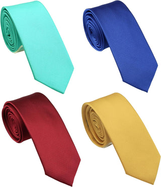 Skinny Solid Ties for Men, 4 Pack