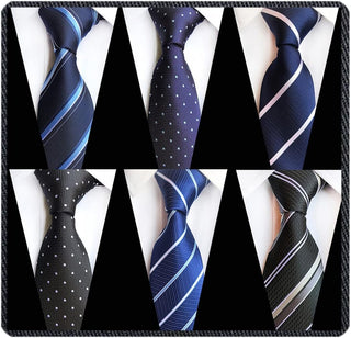 Men's Necktie Classic Silk Tie Woven Jacquard Neck Ties 6 PCS