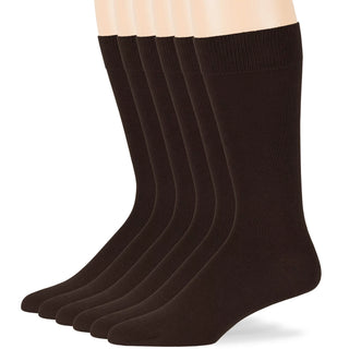 Big Mens Cotton Dress Big and Tall Soft Socks, Golden Brown, X-Large 13-15, 6 Pack