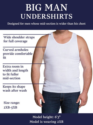 Big Men's Tank Undershirts, 6-Pack