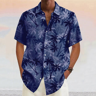 Big Men''s Shirt Coconut Tree Graphic Print