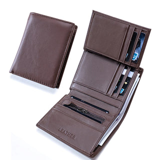 Genuine Leather Wallets for Men Coin Purse Vintage Vertical Short Multi Function ID Credit Card Holder Money Bag Men'S Wallet