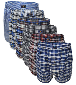 Big Men's Classic Design Plaid Woven Boxer Shorts Underwear (6 Pack)