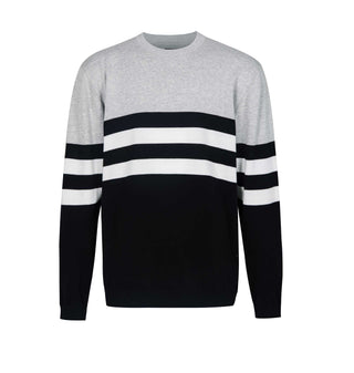 Big Men's plus Size Cotton Crew Neck Big Tall Long Sleeve Pullover Black & White Stripe Designer Oversized Sweater 