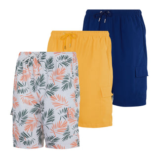 3 Pack: Big Men's Swim Trunks with Cargo Pockets & Mesh Lining (Available in Big & Tall)