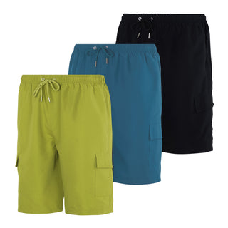 3 Pack: Big Men's Swim Trunks with Cargo Pockets & Mesh Lining (Available in Big & Tall)