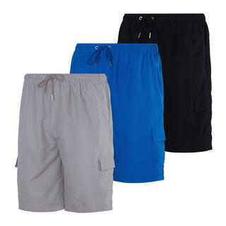 3 Pack: Big Men's Swim Trunks with Cargo Pockets & Mesh Lining (Available in Big & Tall)