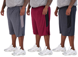 Men's Big & Tall 3-Pack Dry Fit & Mesh Active Athletic Perfomance Shorts (3X-5X)