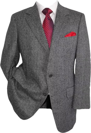 Big Men Vintage Casual Herringbone Tweed Suit Jackets 