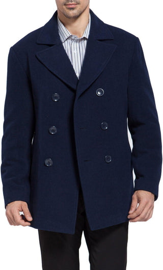 Classic Wool Blend Double Breasted Big and Tall Pea Coat