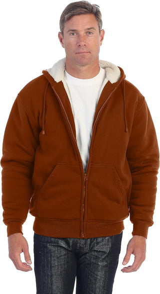 Big Mens Heavyweight Sherpa Lined Fleece Hoodie Jacket