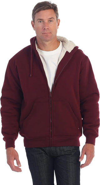 Big Mens Heavyweight Sherpa Lined Fleece Hoodie Jacket