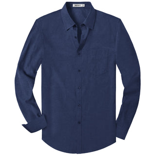 Big Mens Long Sleeve Shirt Casual Button down Oxford Shirts with Pocket, Sizes S-4XL