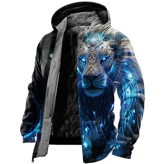 Animal Lion Men'S Daily 3D Print Zip Hoodie Holiday Vacation Going Out Hoodies Red Blue Long Sleeve Hooded Fleece Winter Designer Hoodie Sweatshirt