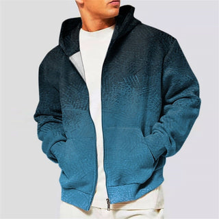 Men'S Full Zip Hoodie Jacket Blue Brown Green Gray Hooded Geometric Graphic Prints Zipper Print Sports & Outdoor Daily Sports 3D Print Streetwear Designer Casual Spring & Fall Clothing Apparel