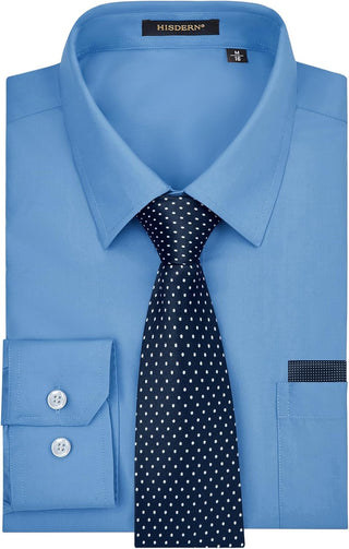 Big Men's Dress Shirt with Matching Tie and Handkerchief Set