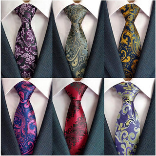 Men's Necktie Classic Silk Tie Woven Jacquard Neck Ties 6 PCS