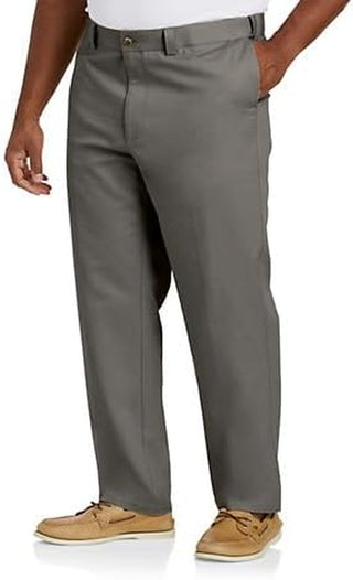 Men's Big and Tall Flat-Front Twill Pants for Work