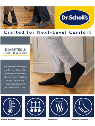 Big and Tall Diabetes & Circulatory Mens Socks- 6 pack