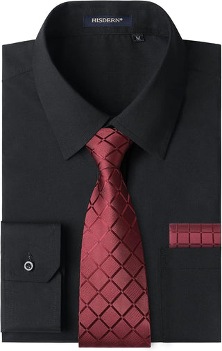 Big Men's Dress Shirt with Matching Tie and Handkerchief Set