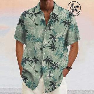 Big Men''s Shirt Coconut Tree Graphic Print