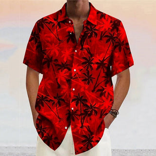 Big Men''s Shirt Coconut Tree Graphic Print