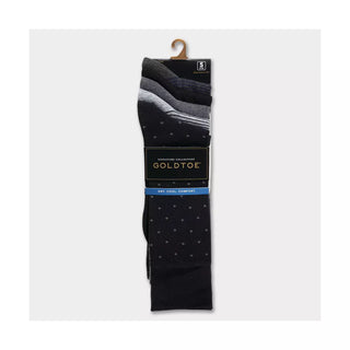 Signature Gold by GOLDTOE Men'S Classic Dot Crew Socks 5Pk - Black