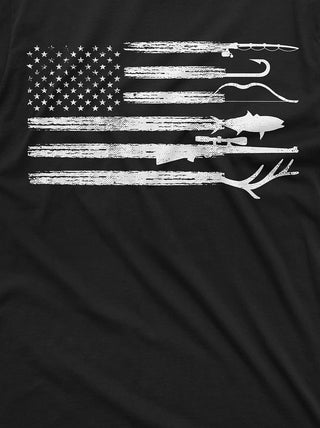 Big Men's Hunting Fishing Shirt Patriotic Tee