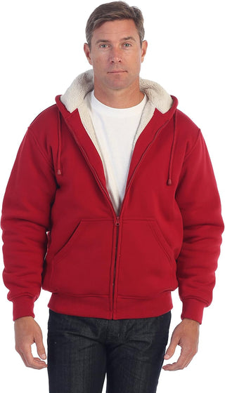 Big Mens Heavyweight Sherpa Lined Fleece Hoodie Jacket